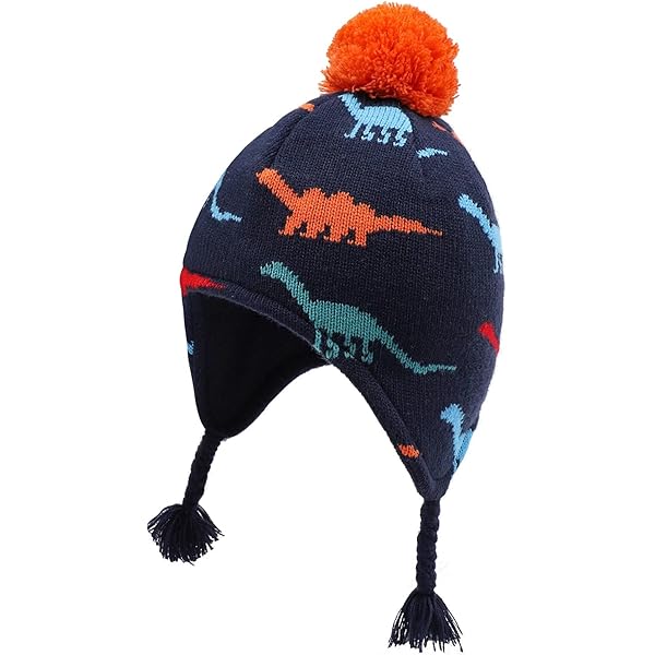 Home Prefer Toddler Earflap Beanie Hat Fleece Lined Knit Kids Hat Warm Winter Hat