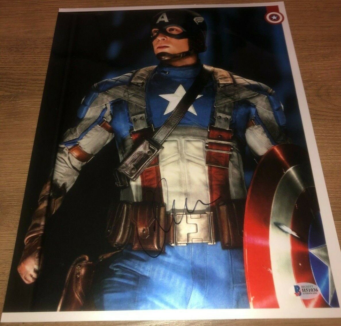 Chris Evans Captain America Signed Autographed 11x14 Photo Poster painting Beckett Hologram Only