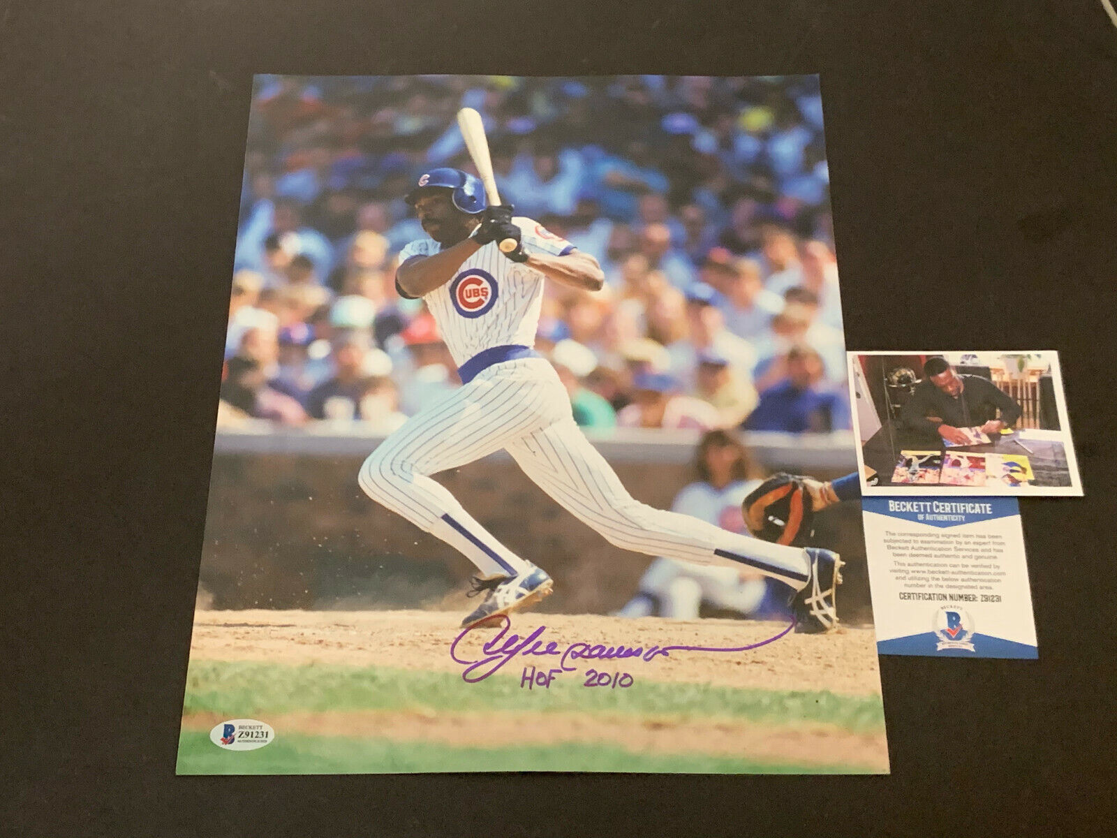 Andre Dawson Chicago Cubs Autographed Signed 11x14 HOF 2010 Beckett COA