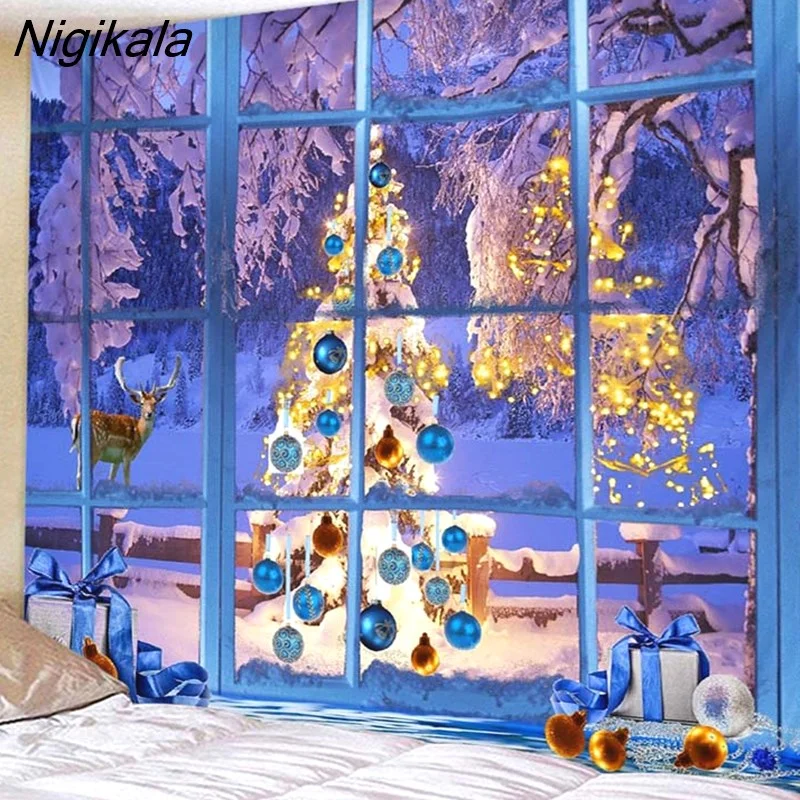 Nigikala Day Decorative Print Tapestry Bedroom Living Room Wall Hanging Tapestry Home Decor Xmas Mat for Christmas New Year