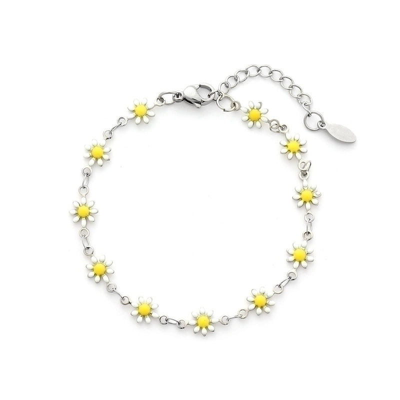 Cute Flower Stainless Steel 18K Gold Plated None Bracelets In Bulk
