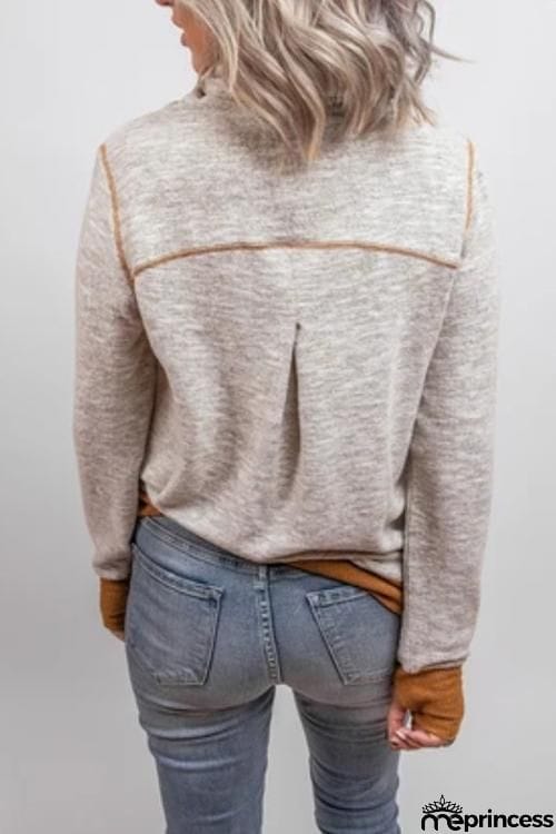 Cowl Neck Color Block Sweatshirt