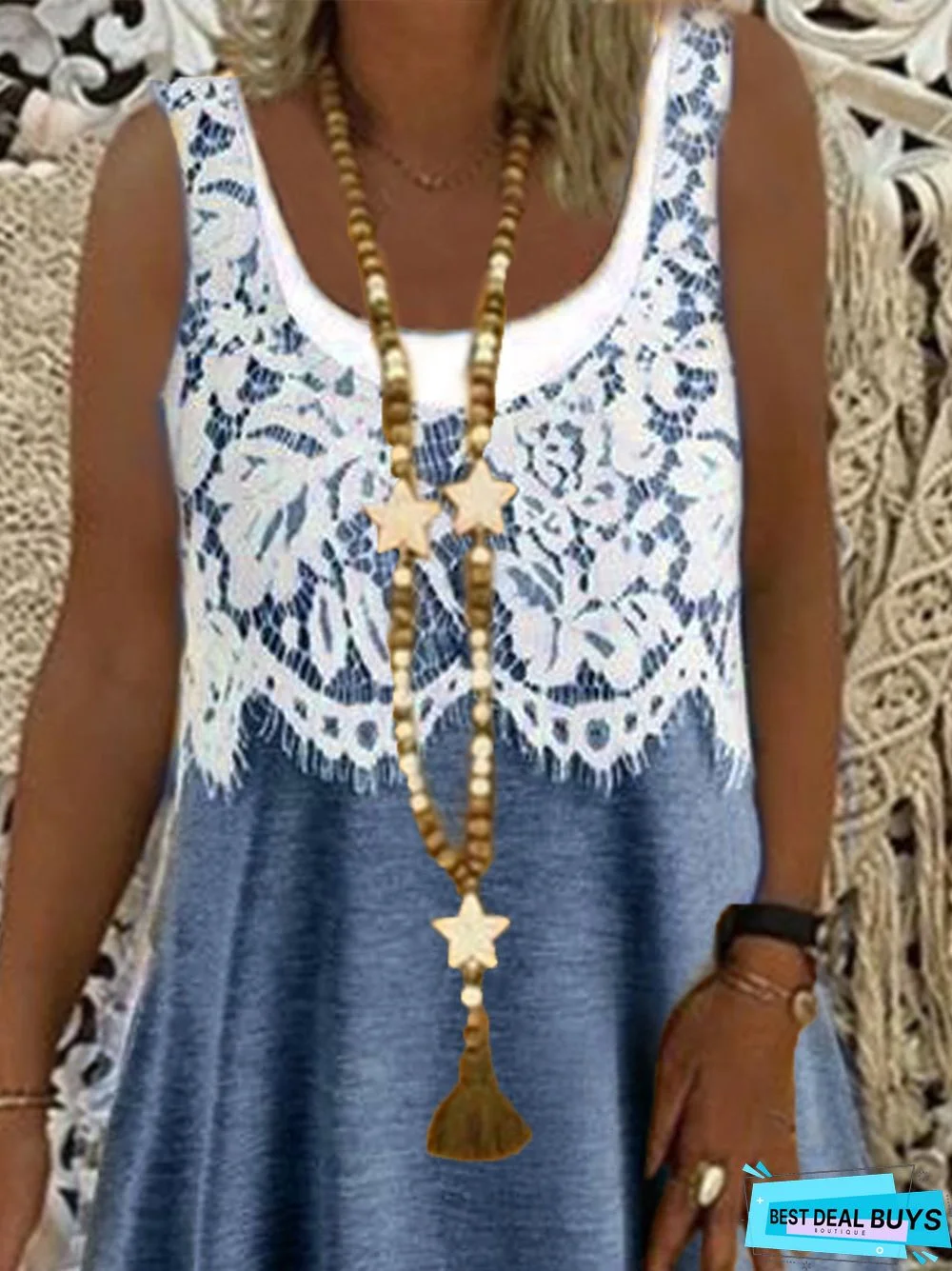 New Women Chic Vintage Hippie Shift Sleeveless Boho Floray Knitting Dress