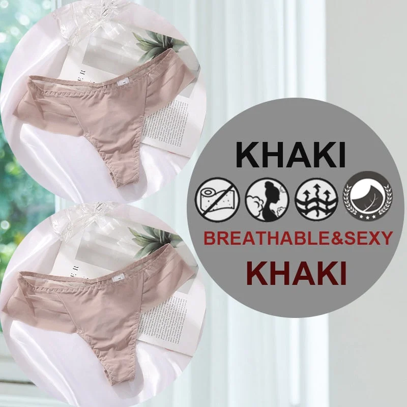 FINETOO 2PCS/Set M-XL G-string Women's Panties Sexy Perspective Seamless Panties Underwear Female See-Through Underpant Lingerie