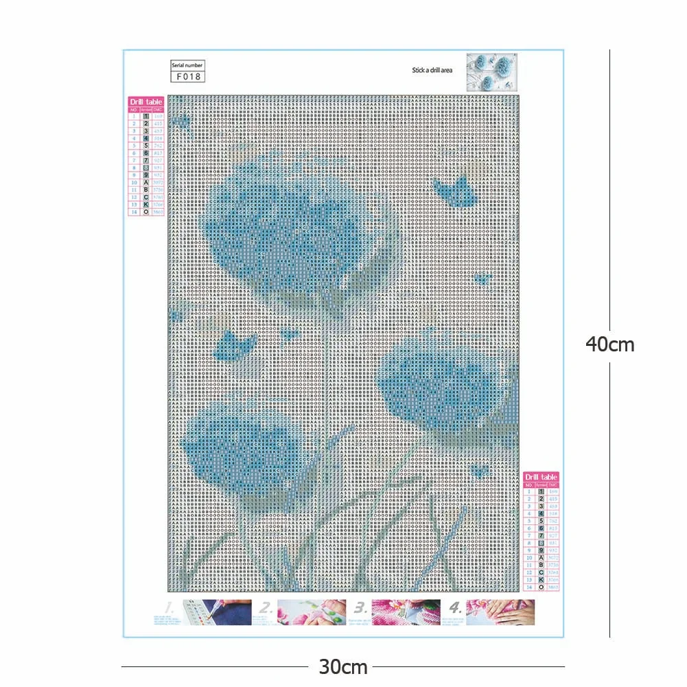 Diamond Painting - Full Square Drill - Blue Dandelion(30*40cm)
