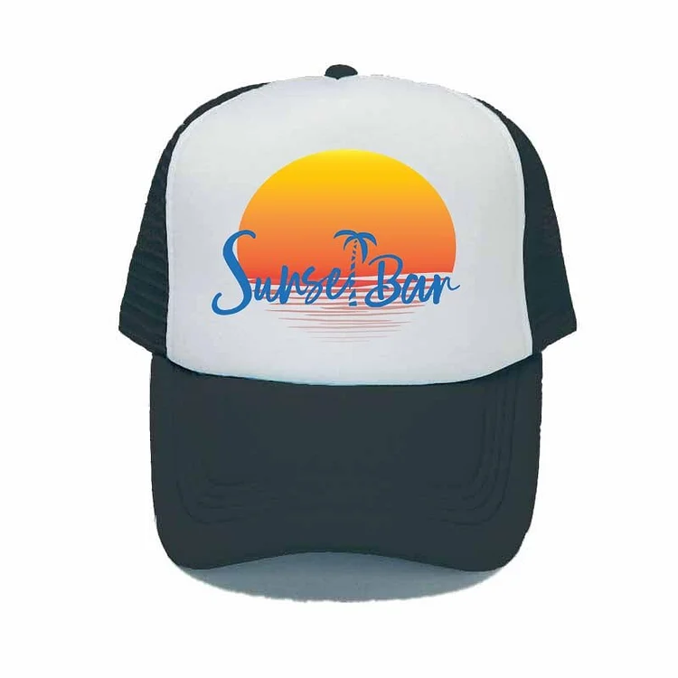 Dusk Sunrise Sunset Baseball cap Women Men Beach Palm Tree Mesh Snapback Hats Seaside Summer Bar Trucker Hats YY314