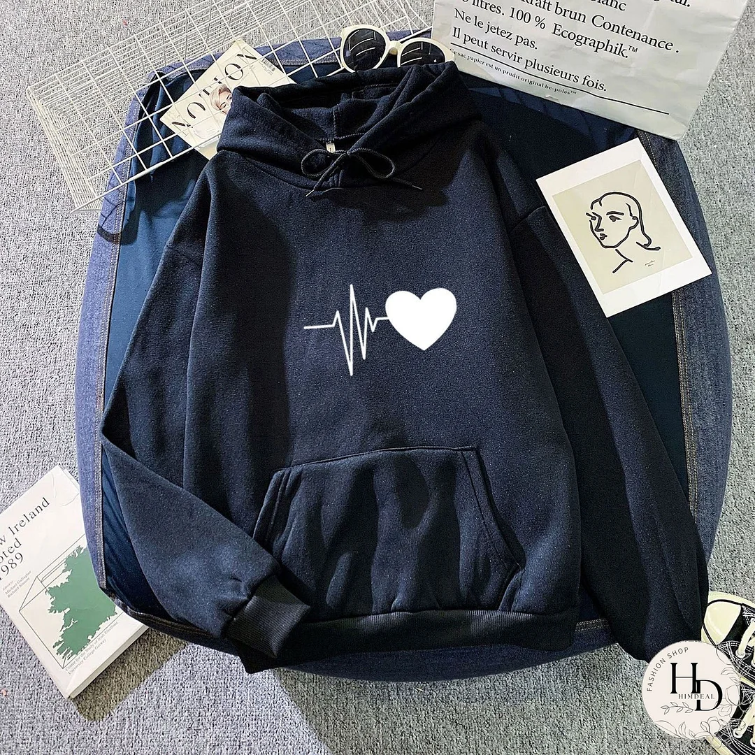 Slouchy Fleece-lined Hoodie Unisex Wear Loose Sweaters