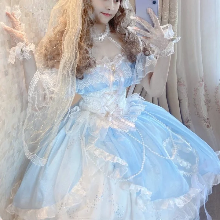 Sweet Lolita Princess Mermaid Flower Party Dress PE050