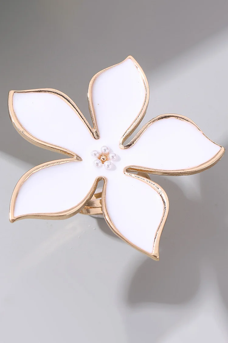 Wedding Five-Petal Flower Pearl Beads Decor Ring 2024 - Xpluswear