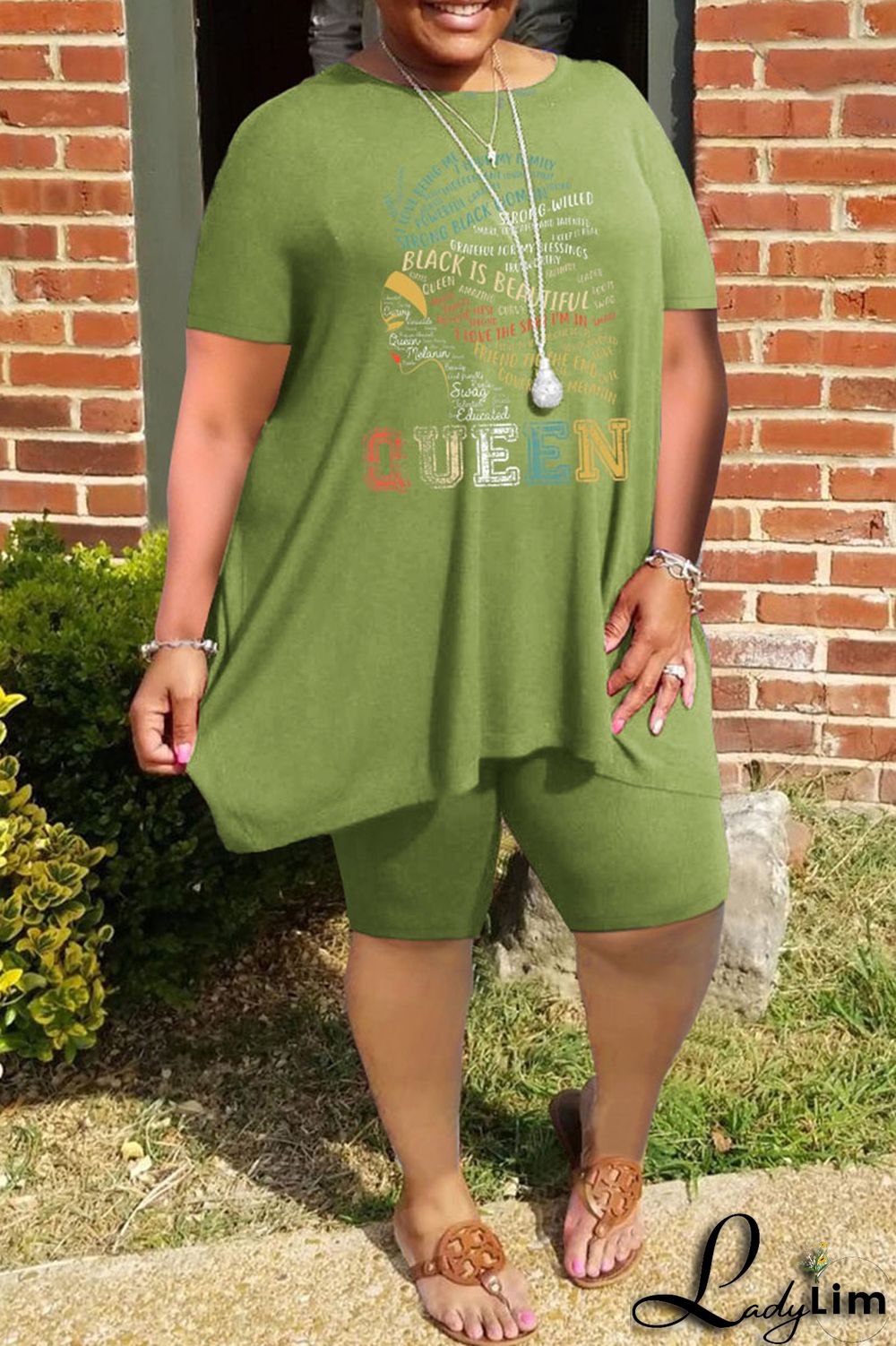Black Casual Print Split Joint O Neck Plus Size Two Pieces