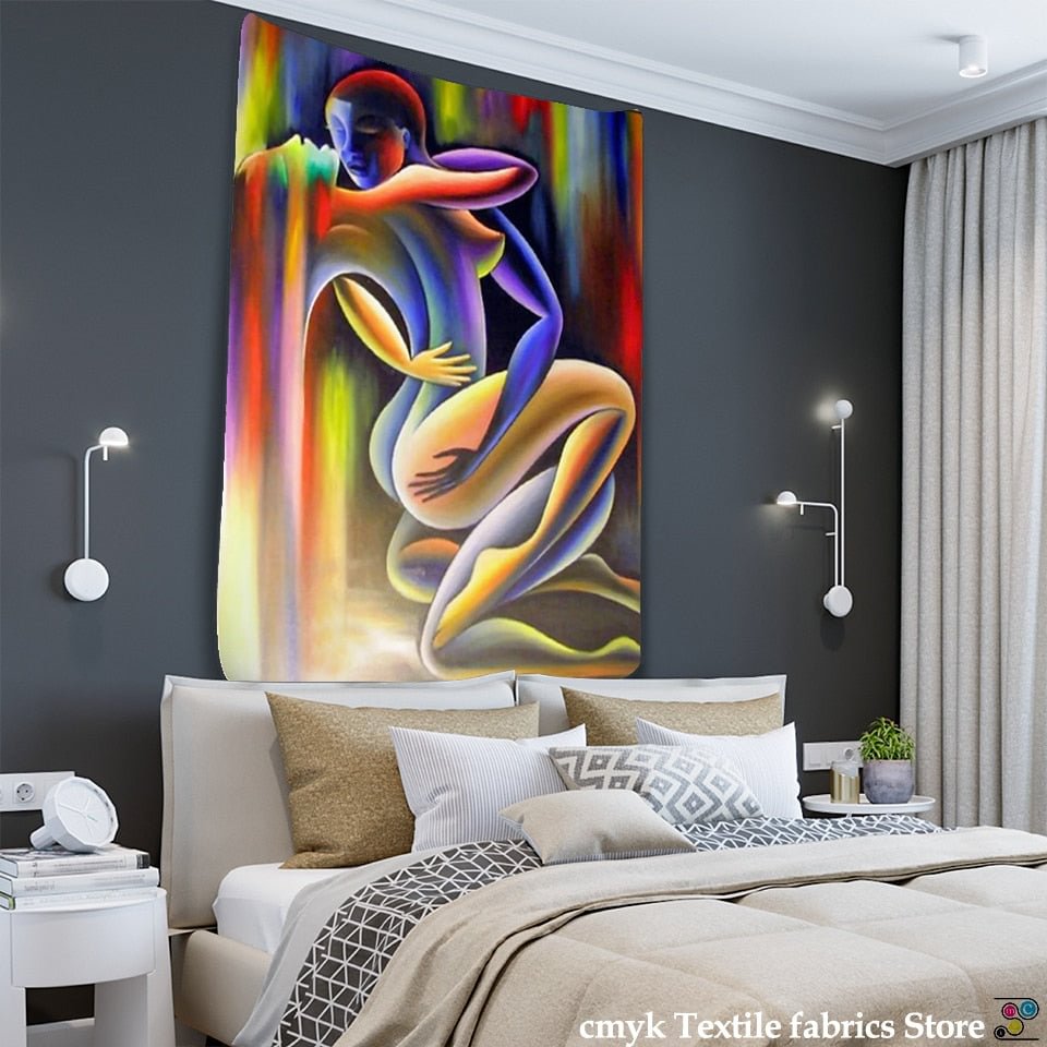Creative Oil Painting Tapestry Wall Hanging Bohemian Decorative Hippie Kiss Psychedelic  Abstract Carpet  Cloth  Halloween