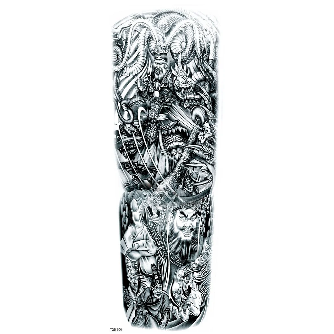 Large Arm Sleeve Tattoo The Dragon Tiger Waterproof Temporary Tatoo Sticker Full Skull Totem Tatto