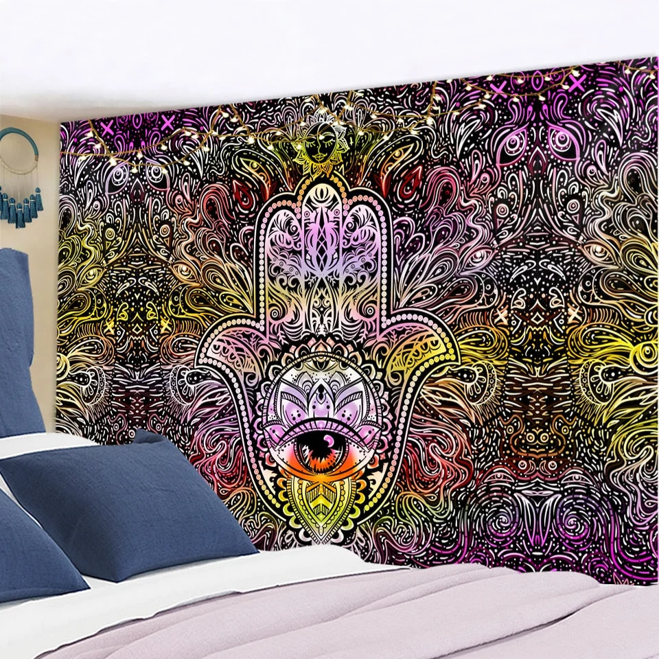Psychedelic Wall Tapestry Boho Mandala Moon Tapestry Wall Hanging Hippie Sun Tapestry Wall Art Decor for Bedroom Living Room