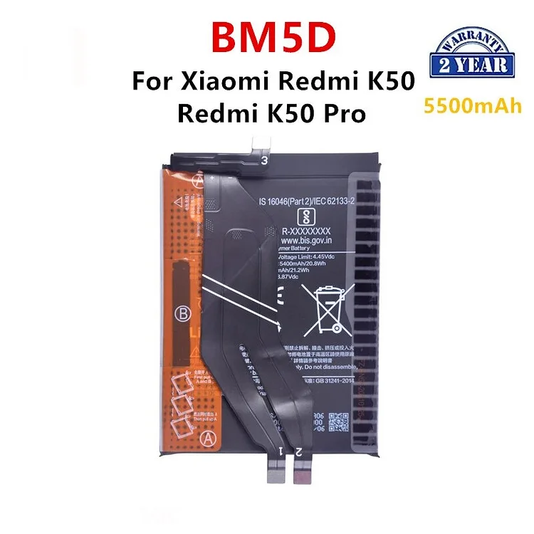 100% Orginal BM5D 5500mAh Battery For  Xiaomi Redmi K50/ Redmi K50 Pro  Phone Replacement Batteries