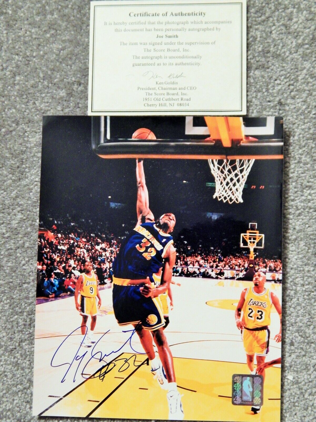 Joe Smith 1996 Signed 8x10 Photo Poster painting - COA NBA Autographed Golden State Warriors