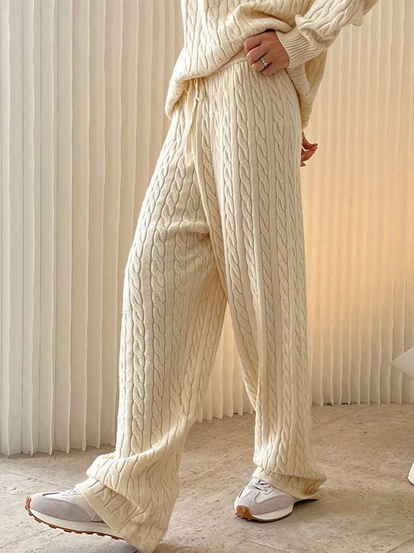 Original Creation Wide Leg Loose Jacquard Solid Color Casual Pants Bottoms