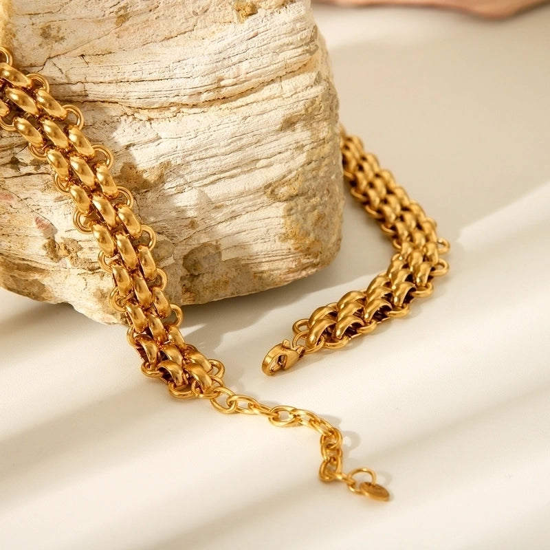 Classic Style Solid Color 304 Stainless Steel Titanium Steel 18K Gold Plated Necklace