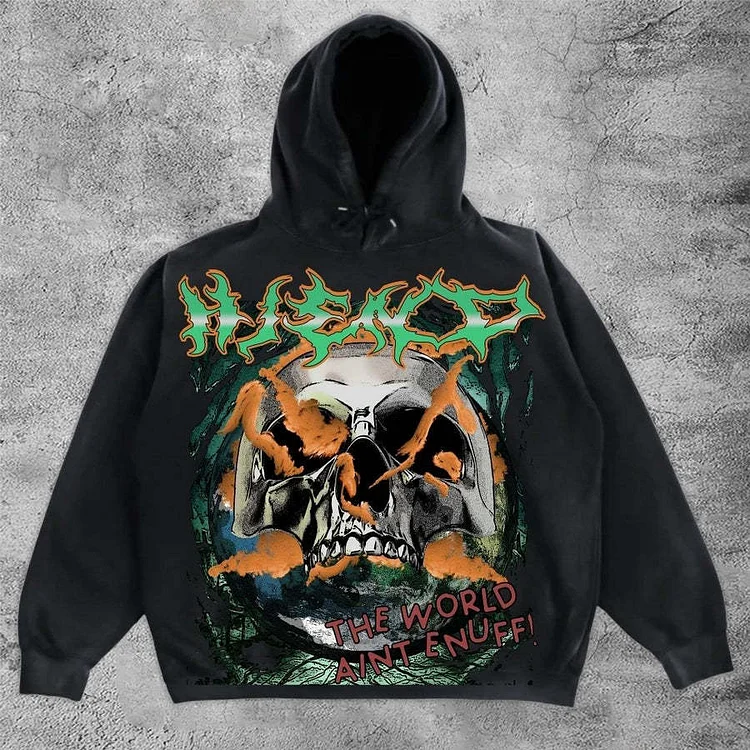 Skull Lazy Street 3D Printing Loose Sweater Hoodie at Hiphopee