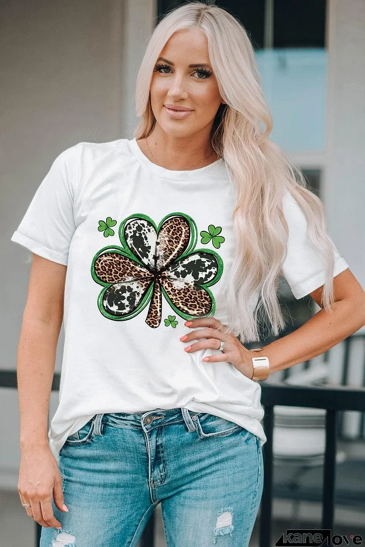 Clover Graphic Cuffed Short Sleeve Tee