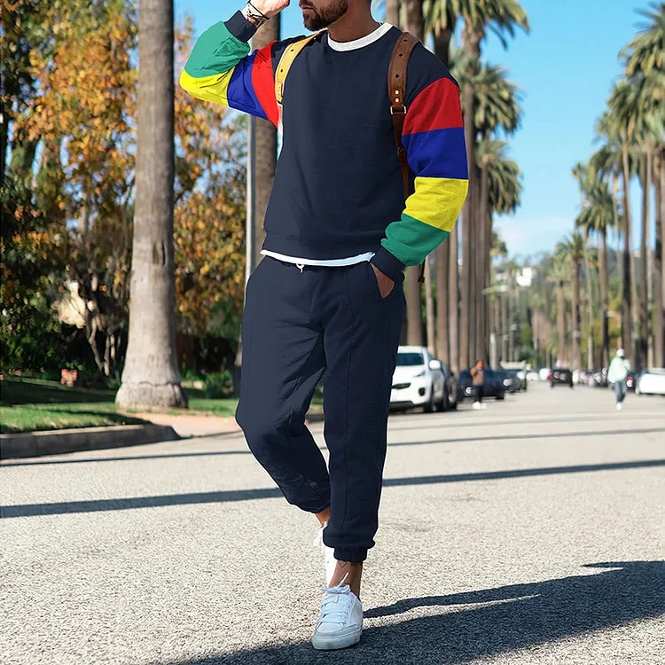 Casual Contrasting Colors Print Sweatshirt And Sweatpants Co-Ord