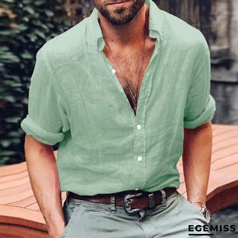 Men Casual V-NeckSolid Color Shirts | EGEMISS