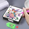 Diamond Painting PU Flowers Birds Note Box with 160 Sheets for Office Home