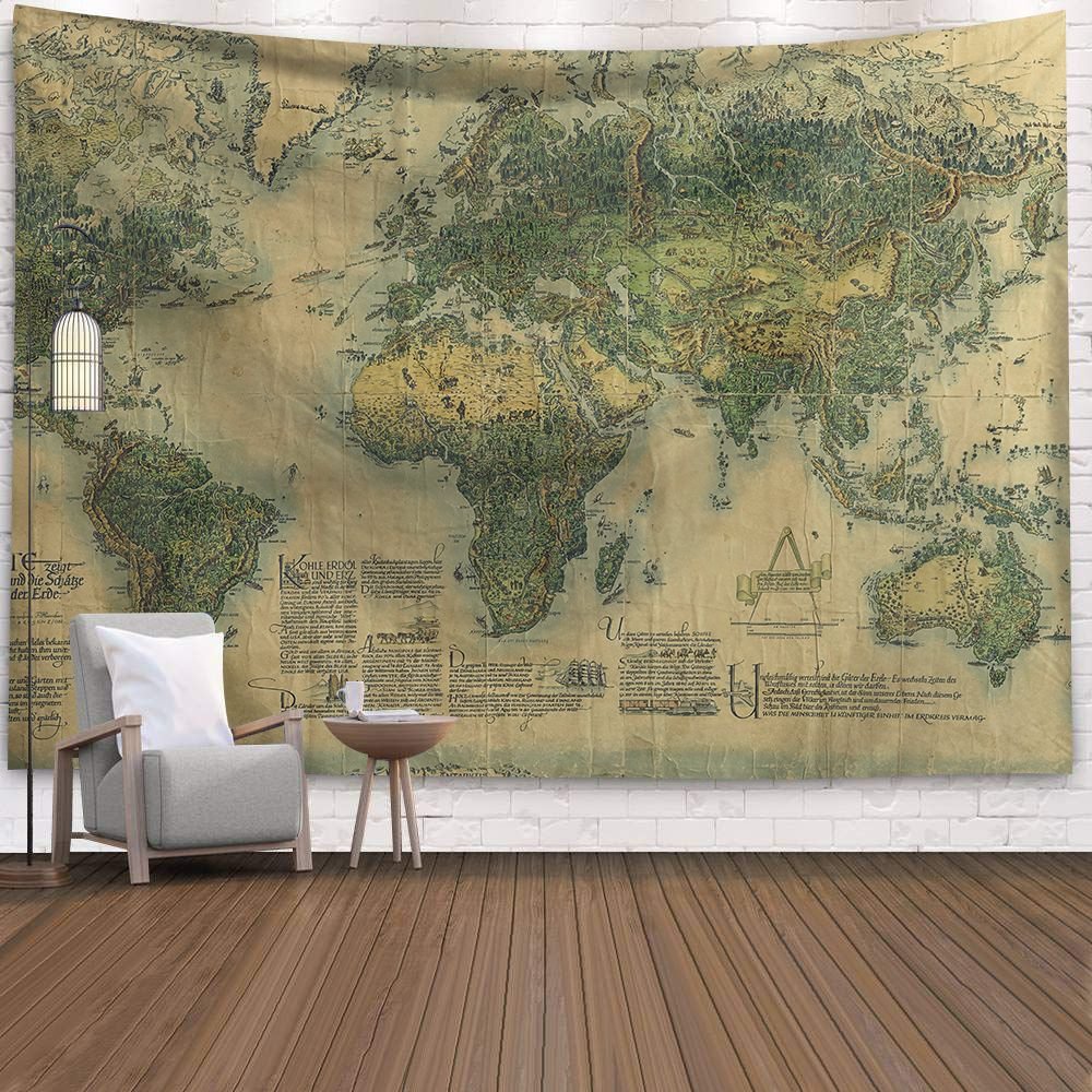 World Map 3D Print Polyester Geometric Wall Hanging Tapestry Decor Oil Painting Beach Towel Sleeping Pad Yoga Blanket Mat