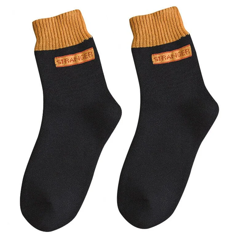 FINETOO 1 Pair Winter's Socks Solid Color Thicken Terry Socks Female Unisex Socks Fashion Letter Print Ankle Socks Keep Warm