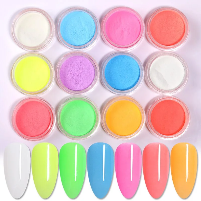 Fluorescent Nail Powder Neon Pigment Powder Nail Glitter Ombre Chrome Dust Gel Polish For 3D Nail Art Decoration-Nail Inspo