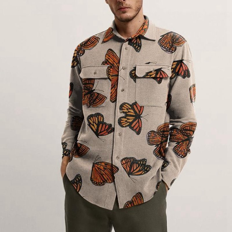Casual Streewear Men's Long Sleeve Woolen Shirts-VESSFUL