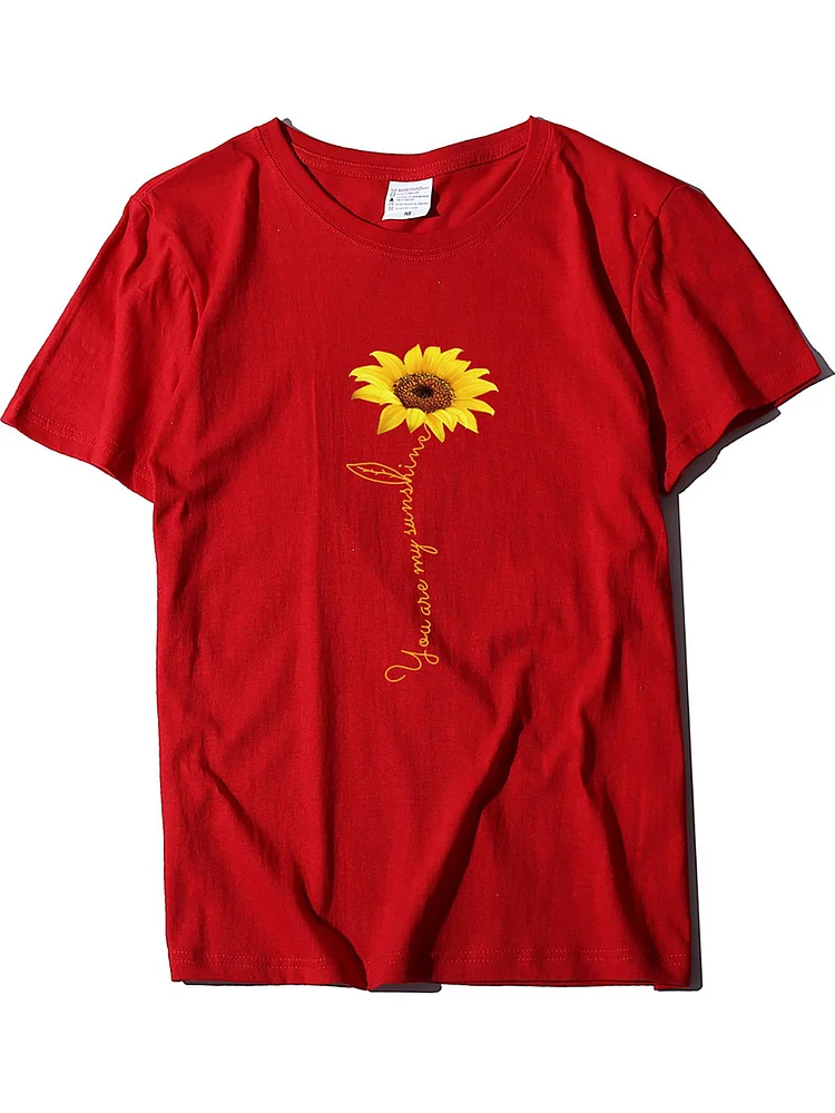 Bestdealfriday Sunflower Printed Loose Casual T-Shirt 9423420