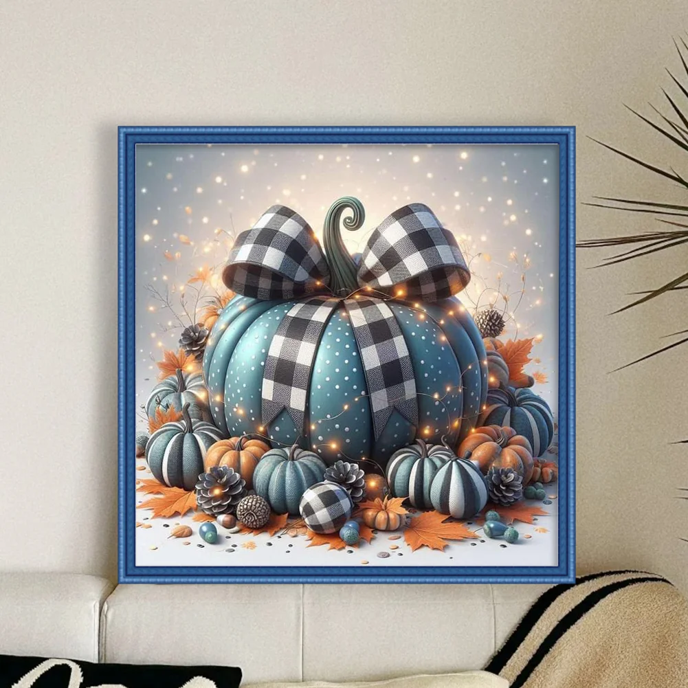 11CT Full Stamped Cross Stitch - Blue Pumpkin(Canvas|40*40CM)