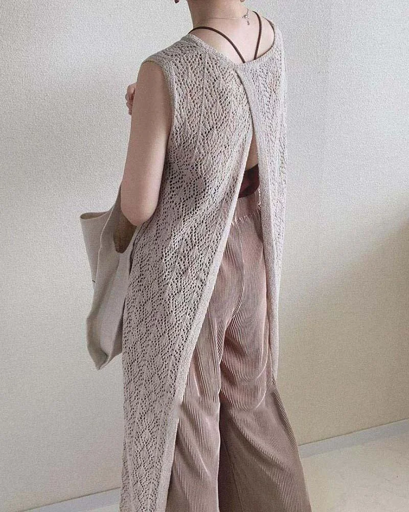 Knitted cutout sleeveless dress