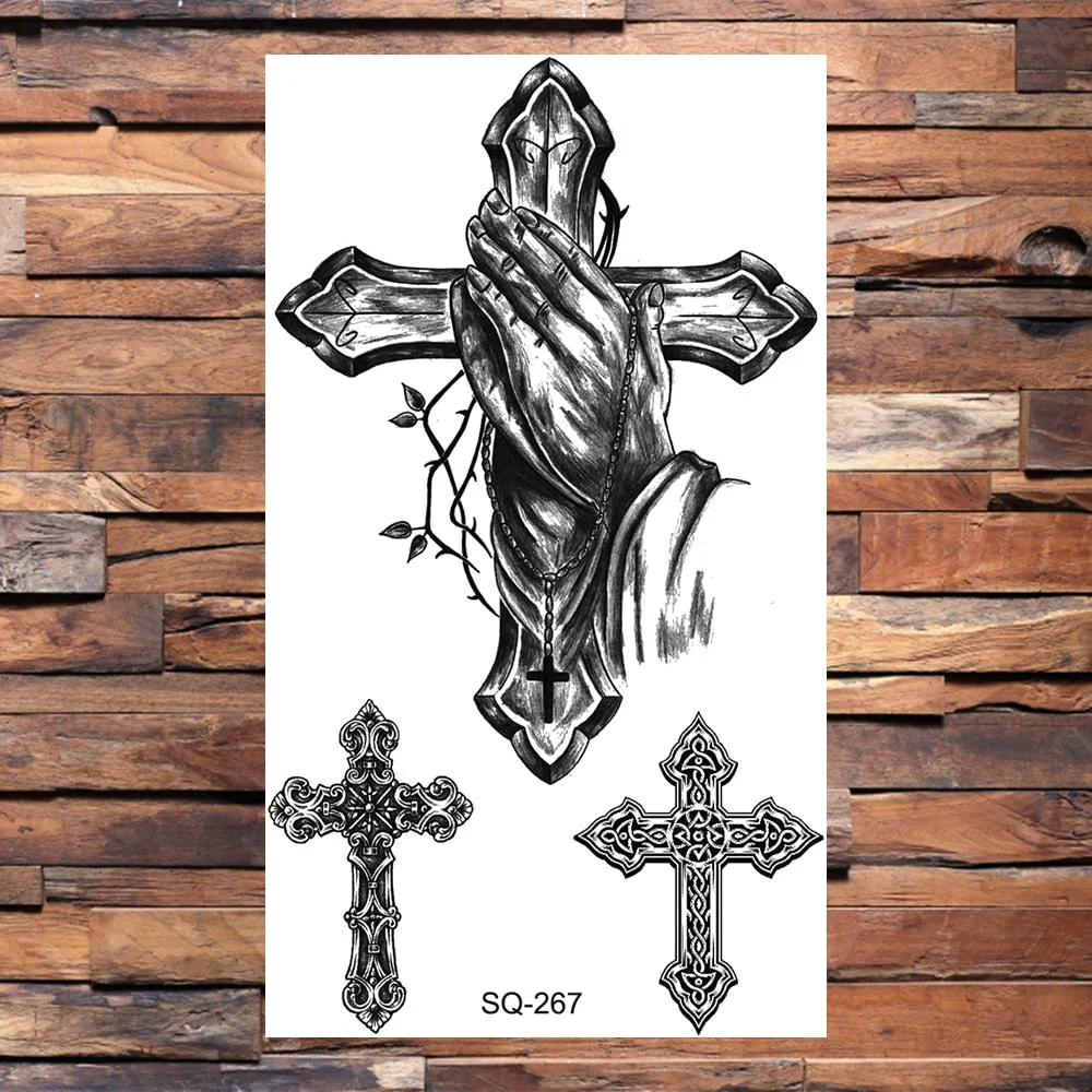 Black Compass Anchor Temporary Tattoos For Adults Men Realistic Pirate Ship Endless Flower Fake Tattoo Sticker Back Arm Tatoos