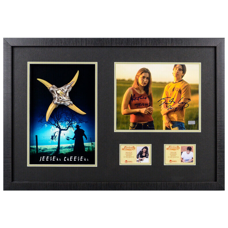 Justin Long, Gina Philips Autographed Jeepers Creepers Photo Poster painting & Shuriken Display