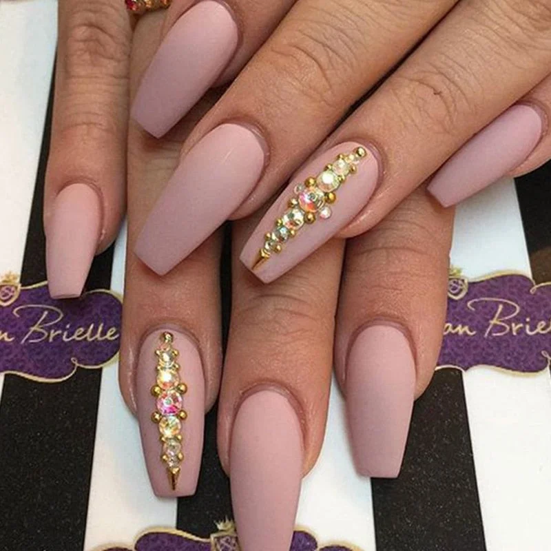 24pcs/set Acrylic Fake Nails Full Cover False Nail Art Tips 10 Sizes Fashion Designs With Nail Adhesive Sticker Coffin Nails-Nail Inspo