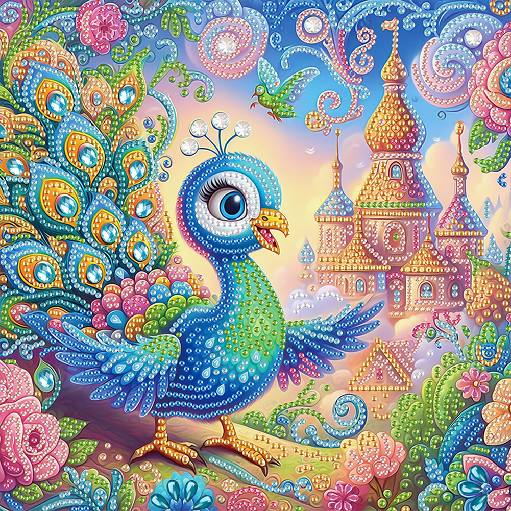Cartoon Peacock 30*30cm(canvas) special shaped drill diamond painting