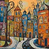 Framed Colorful Town-Paint by Numbers Acrylic Painting 35*35CM