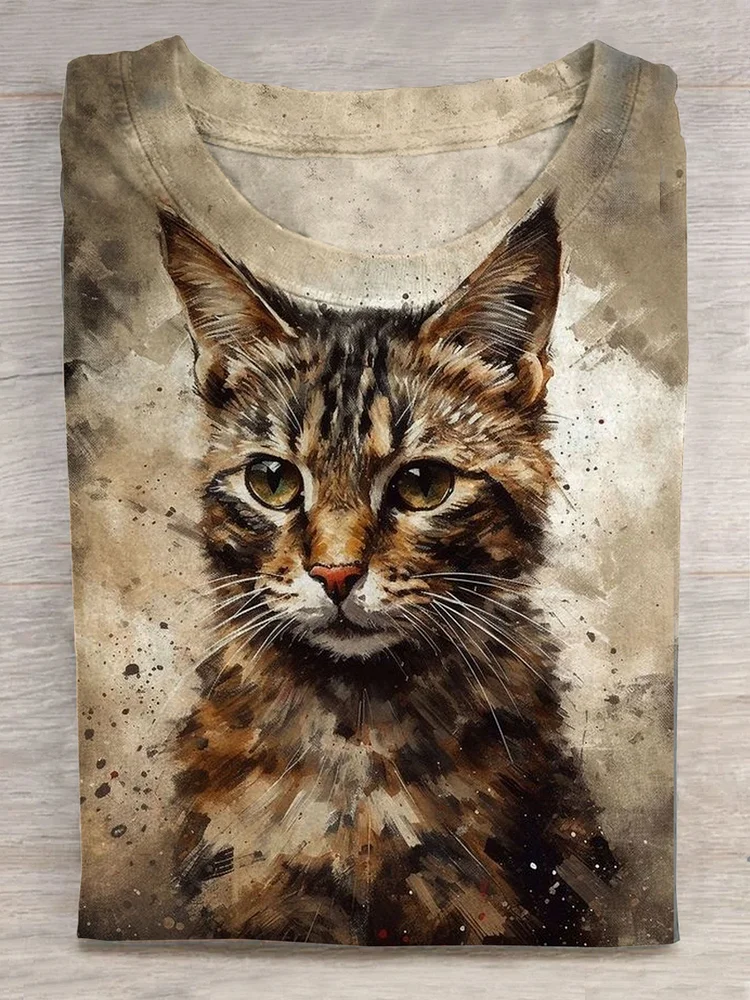 Cute Cat Art Print T-shirt