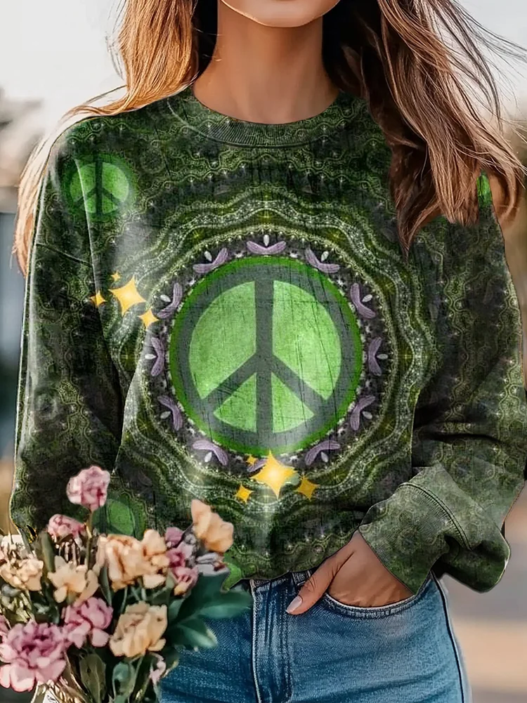 Hippie Graphic Art Print Sweatshirt