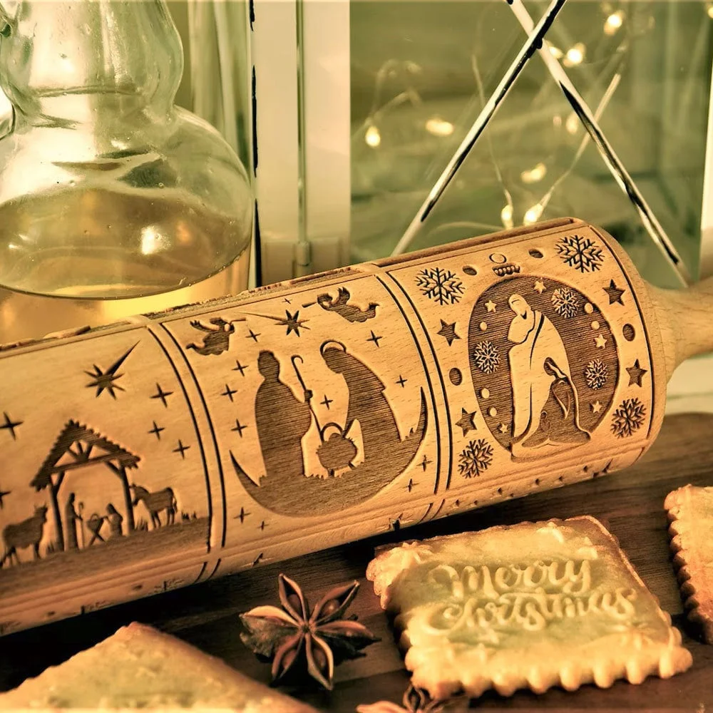 🔥Nativity Engraved Christmas Cookies Chocolate Rolling Pin