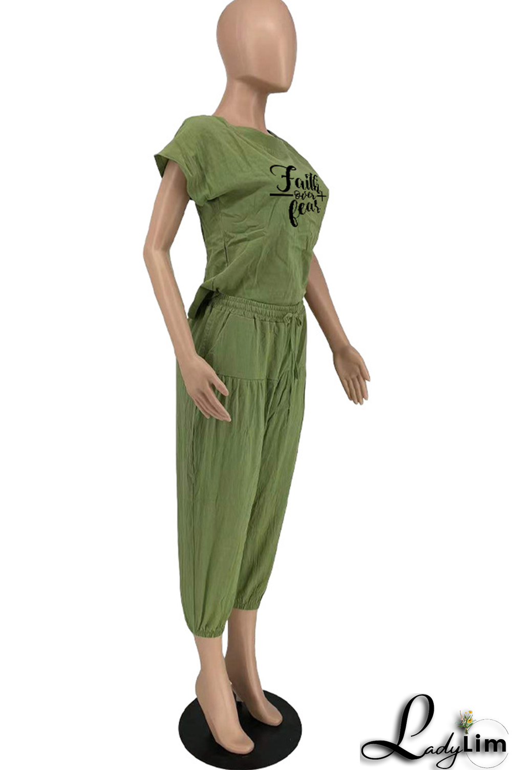 Yellow Fashion Print Patchwork O Neck Short Sleeve Two Pieces