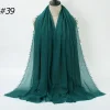 Pleated Linen Cotton Scarf Woolen Edge Women Hijab Shawl