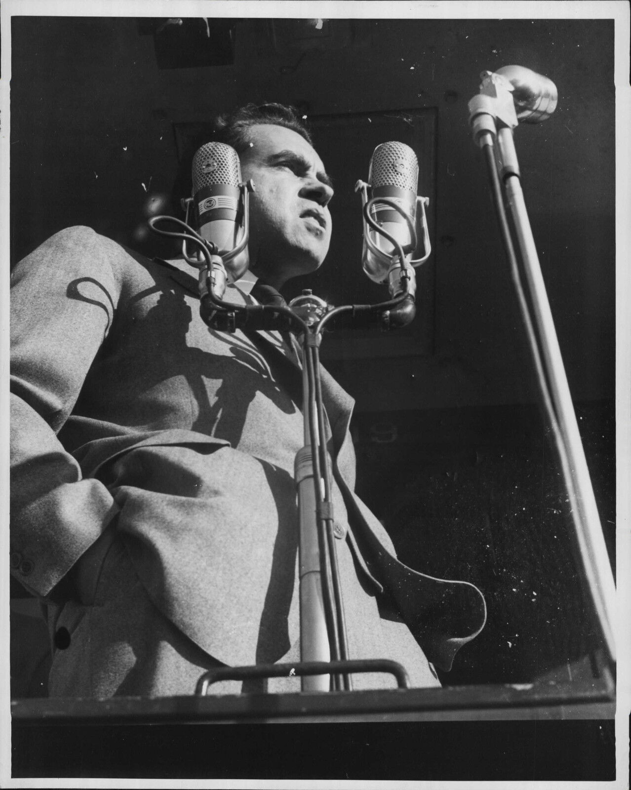 Senator Richard Nixon on the Vice Presidential Campaign Trail Press Photo Poster painting