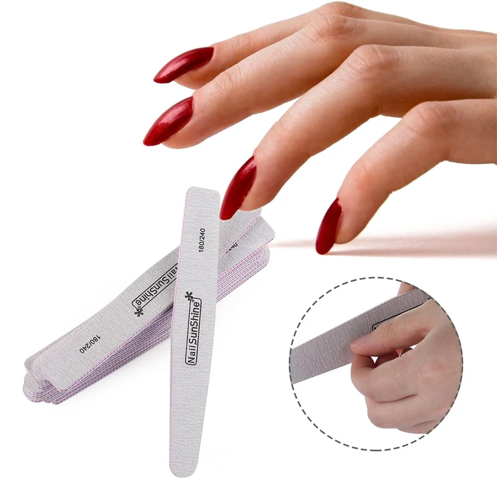 1Pc Professional Nail File Sandpaper Thick Nail Files Buffer For Manicure Sanding Half Moon Lime Nail Tools 100/180/240-Nail Inspo