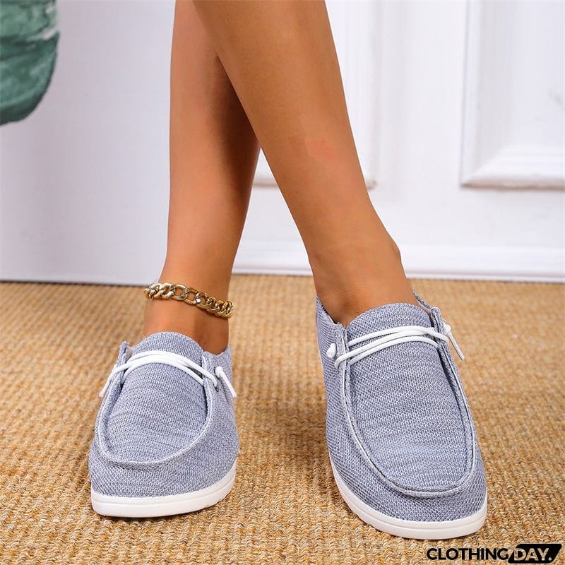 Casual Round Toe Canvas Flat Heel Loafers