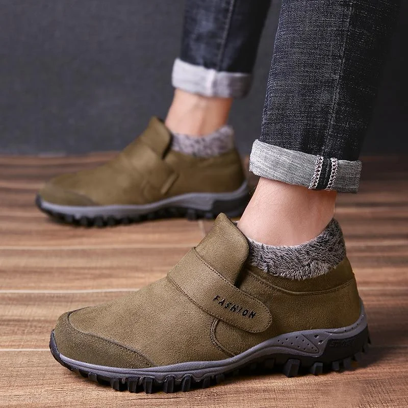 Men Suede Leather Winter Shoes Tennis Sneakers Winter Ankle Boots Warm Working Casual Ankle Boots