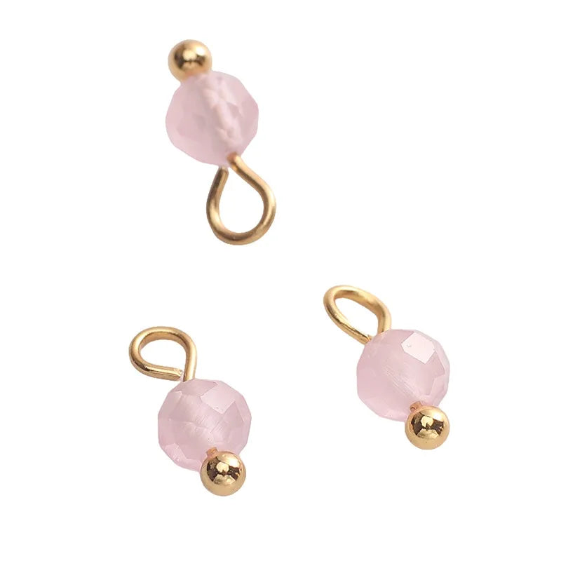 5 PCS/Package Diameter 3mm Diameter 4mm Hole 1~1.9mm Alloy Natural Stone Geometric Pendant Jewelry Accessories