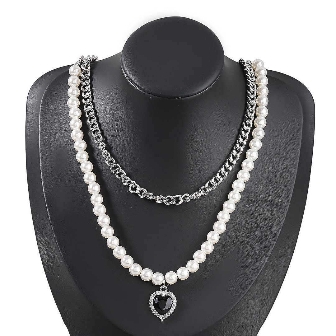 Pearl Metal Double Layer Necklace