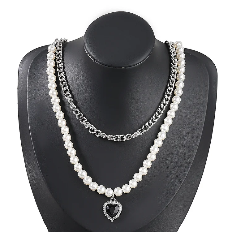 Pearl Metal Double Layer Necklace
